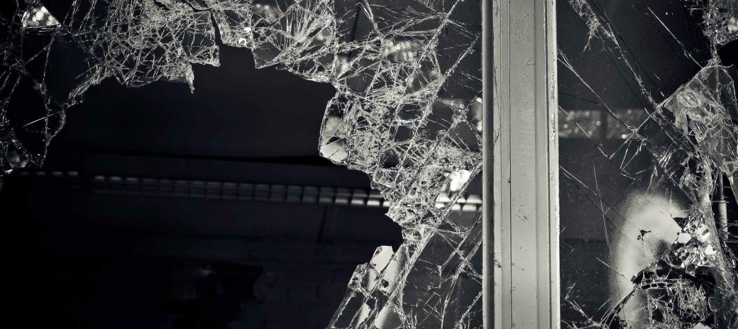 black and white broken dark glass